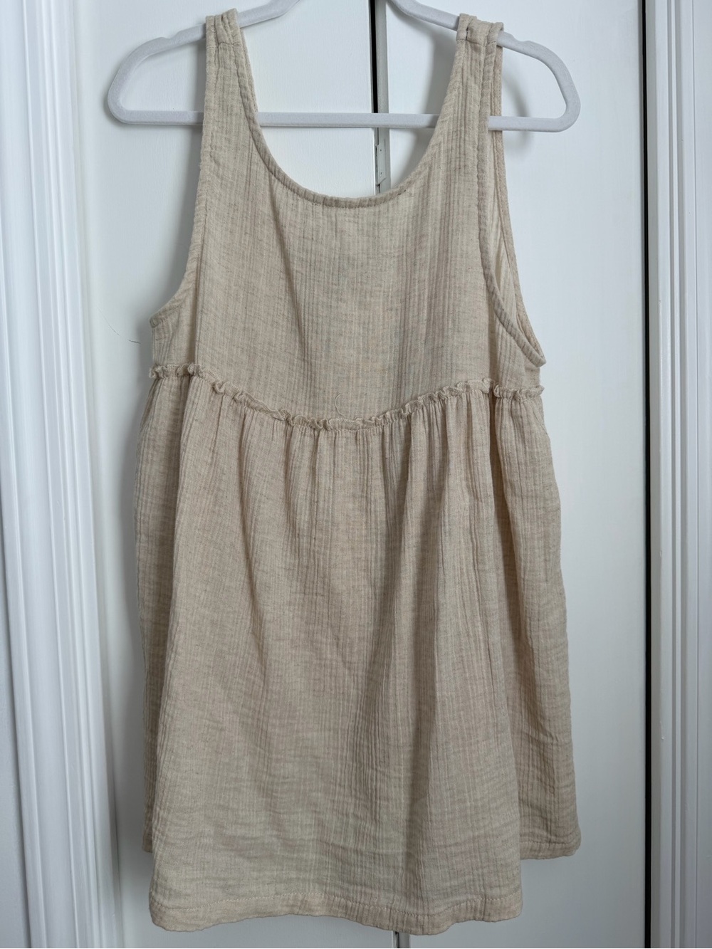 Cotton On Girls Beige Sleeveless Gauze Mini Dress
